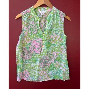 Lilly Pulitzer Sleeveless Elsa Top in Fauna Green Feeling Good